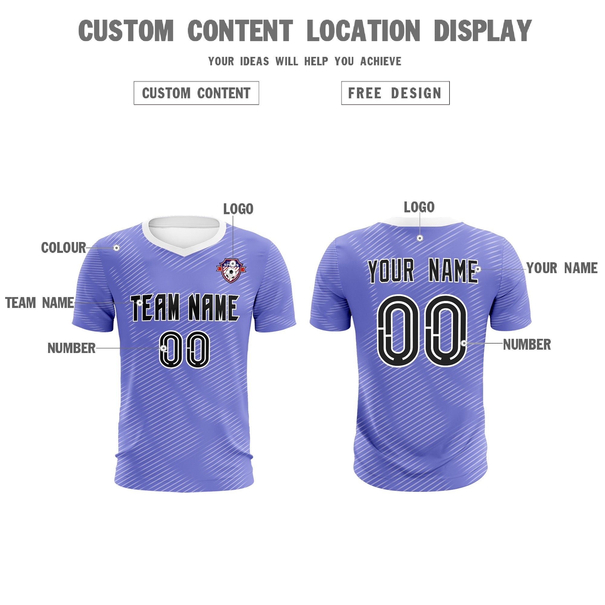 Custom Light Purple White Training Uniform For Men Soccer Sets Jersey