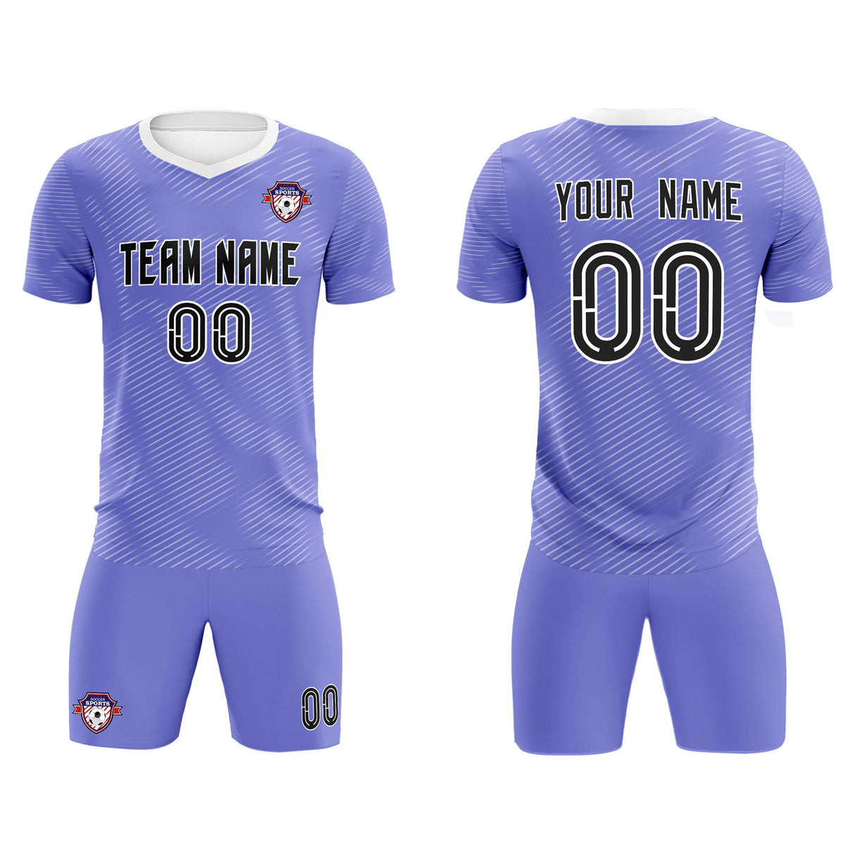 Custom Light Purple White Training Uniform For Men Soccer Sets Jersey