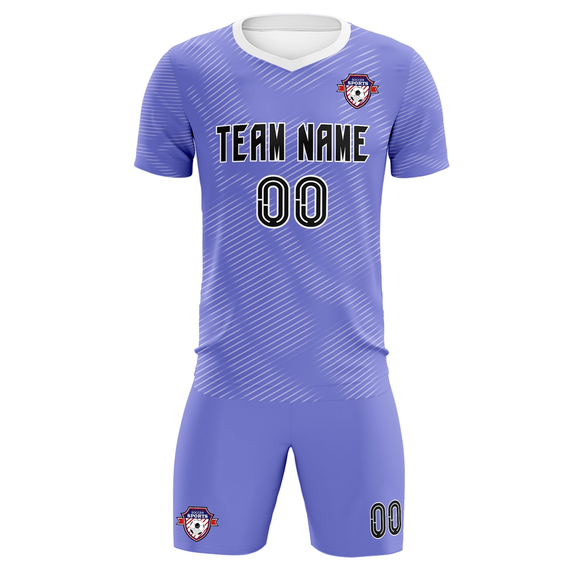Custom Light Purple White Training Uniform For Men Soccer Sets Jersey
