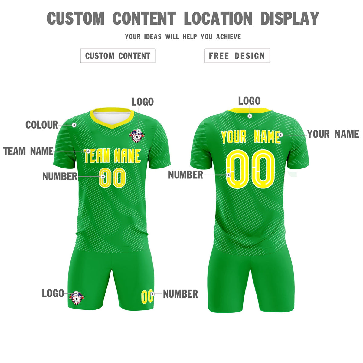 Custom Kelly Green Gold Training Uniform For Men Football Sets Jersey