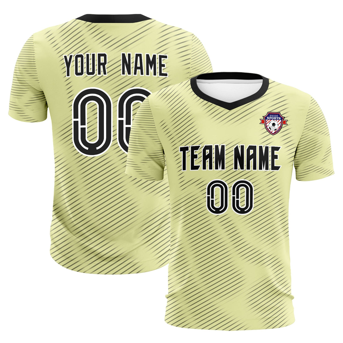 Custom Cream Black Training Uniform For Men Football Sets Jersey