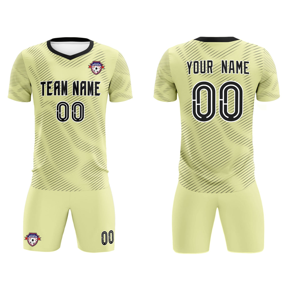 Custom Cream Black Training Uniform For Men Soccer Sets Jersey