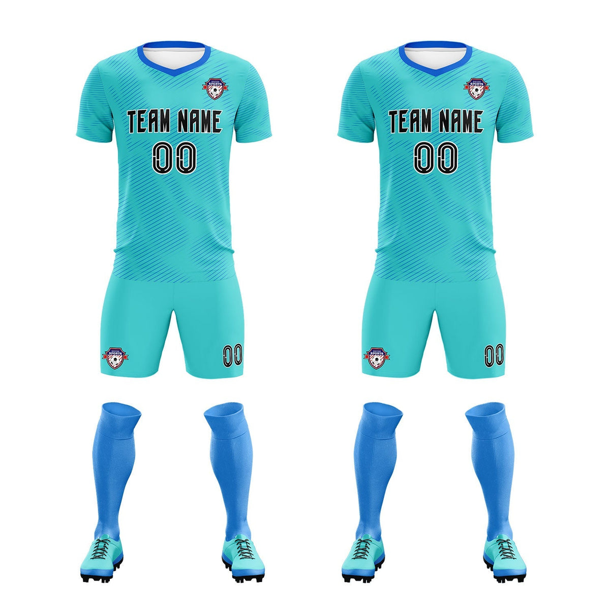 Custom Sky Blue Powder Blue Training Uniform For Men Soccer Sets Jersey