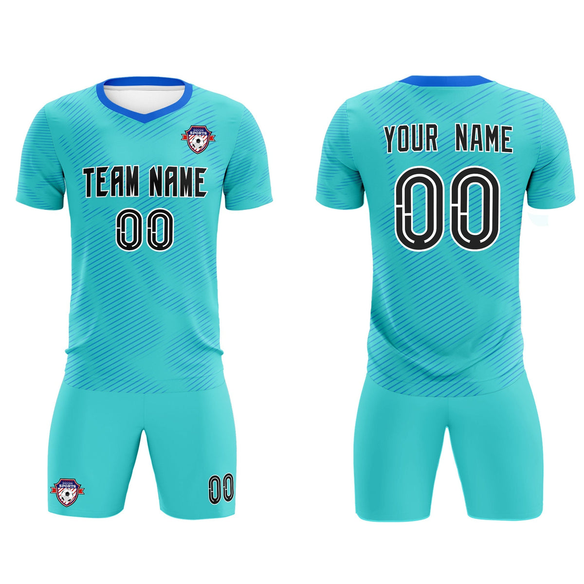 Custom Sky Blue Powder Blue Training Uniform For Men Football Sets Jersey