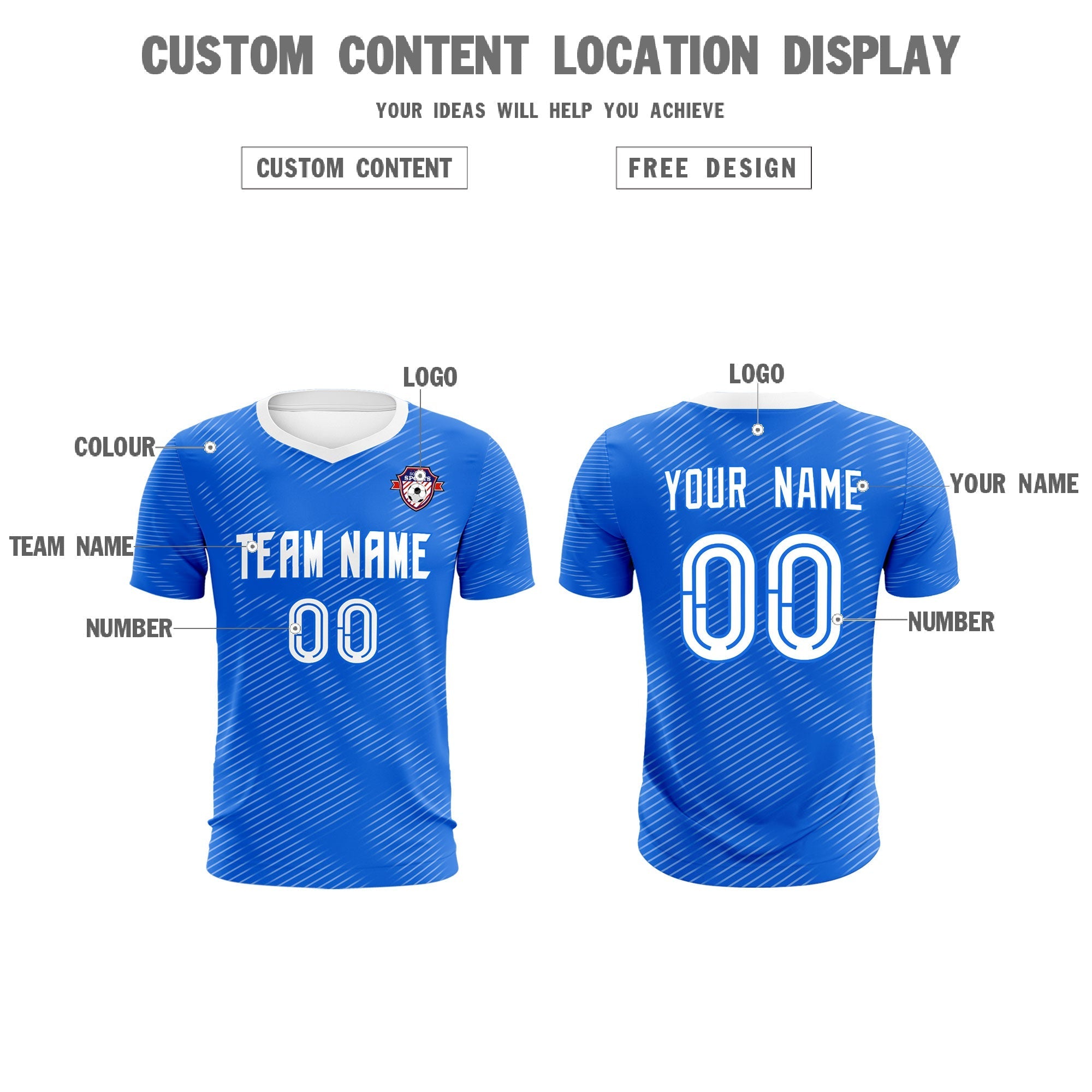Custom Royal White Training Uniform For Men Soccer Sets Jersey