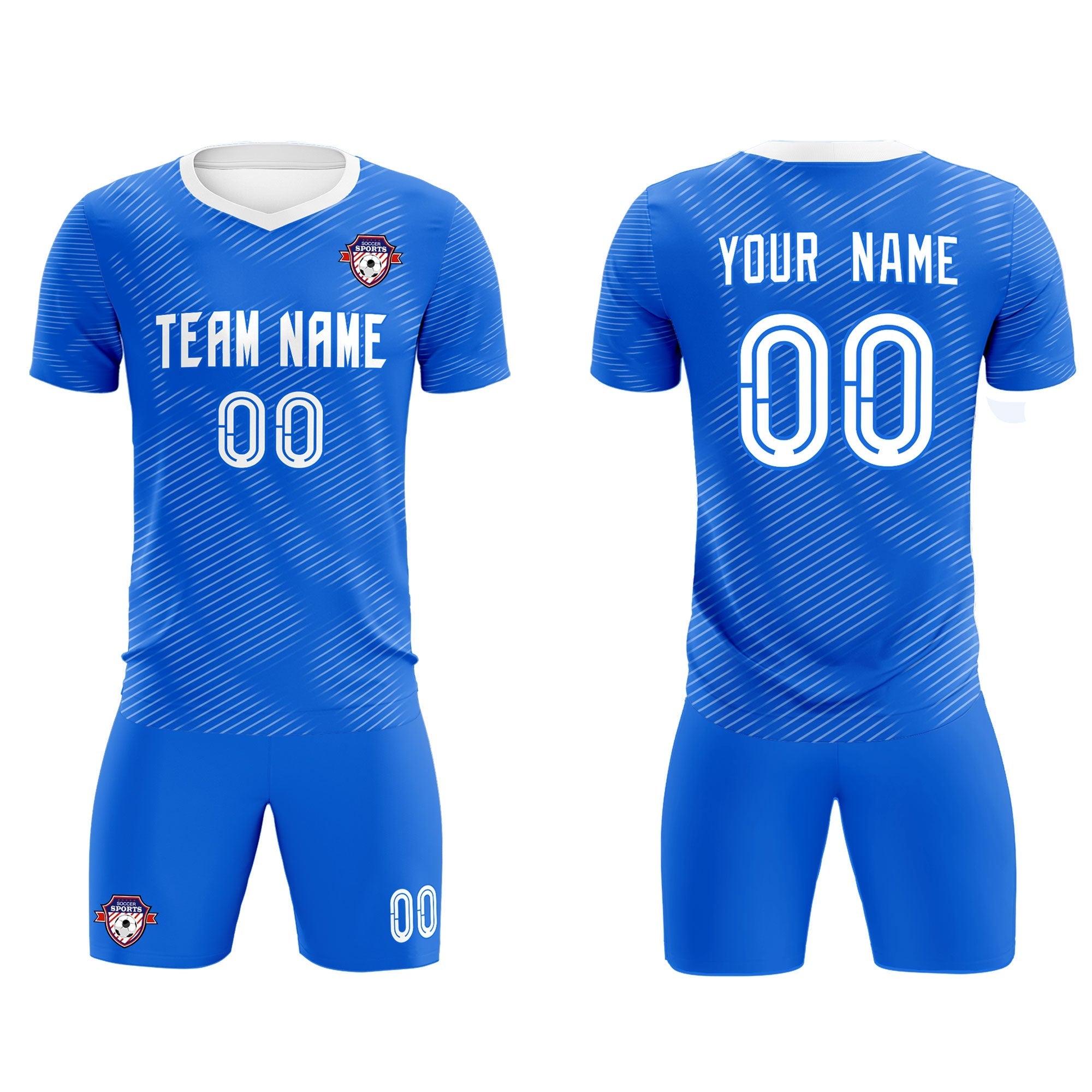 Custom Royal White Training Uniform For Men Soccer Sets Jersey