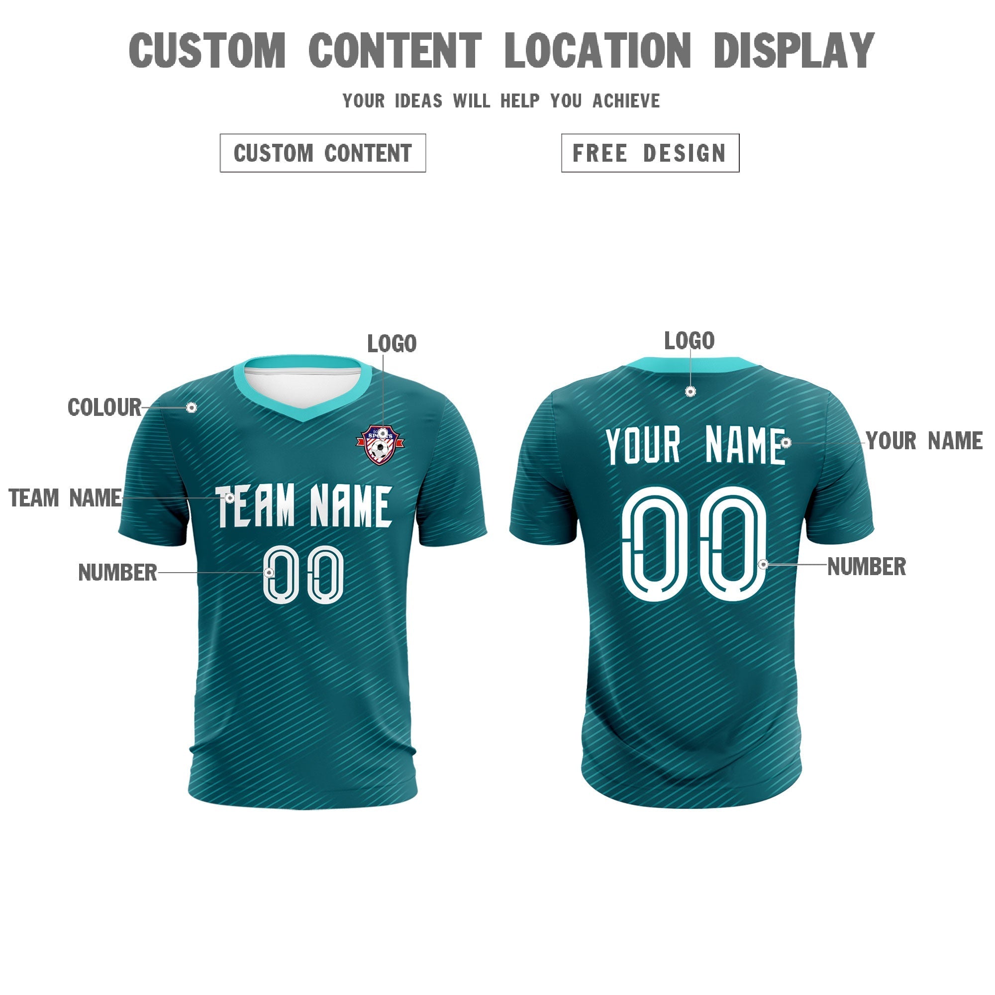 Custom Aqua Aqua Training Uniform For Men Soccer Sets Jersey