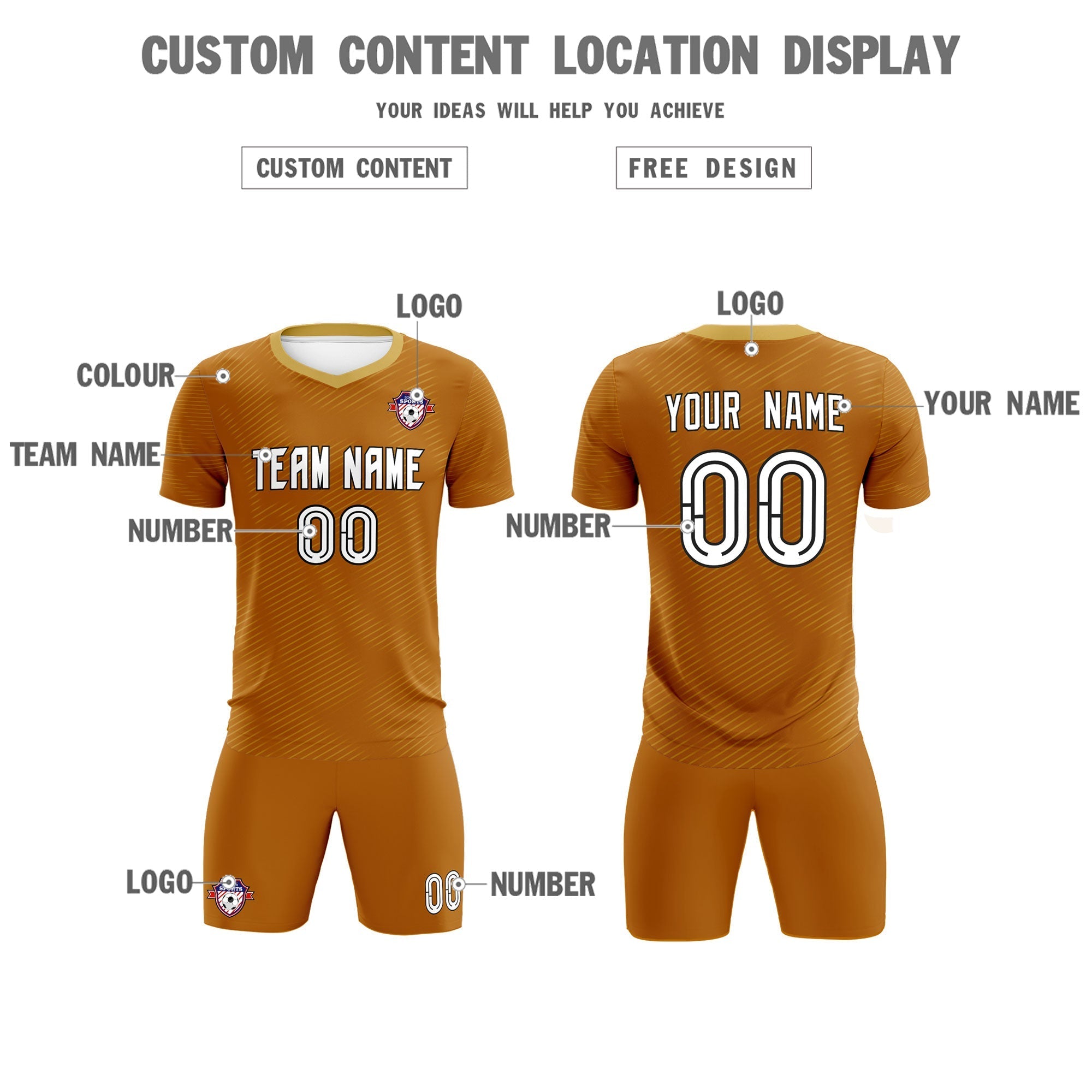 Custom Light Brown Khaki Training Uniform For Men Soccer Sets Jersey
