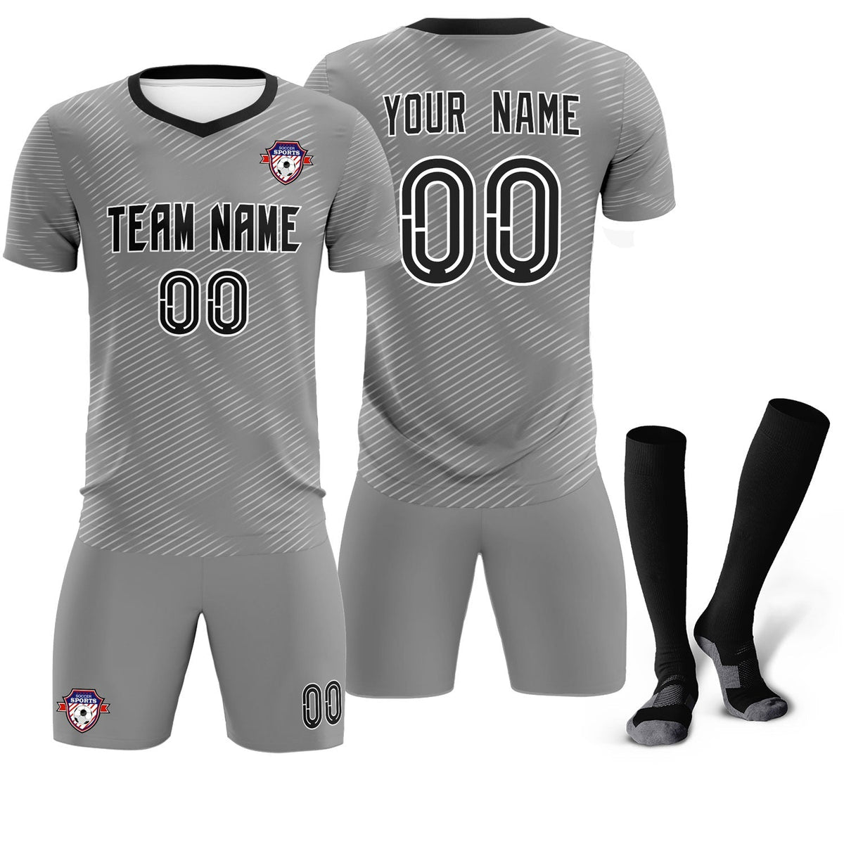 Custom Dark Gray White Training Uniform For Men Football Sets Jersey