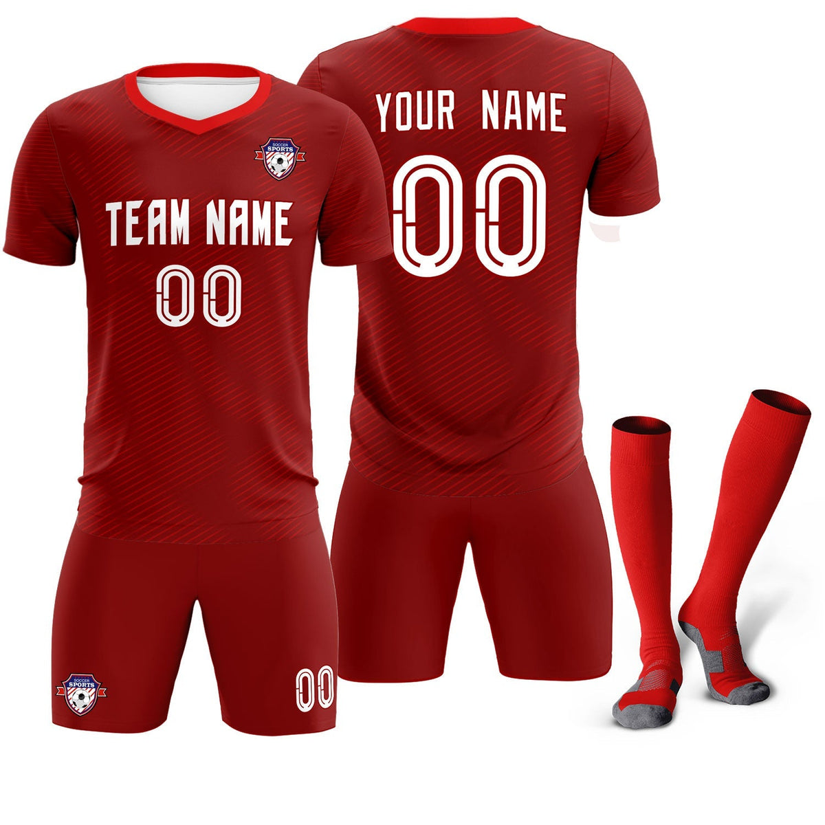 Custom Crimson Red Training Uniform For Men Soccer Sets Jersey