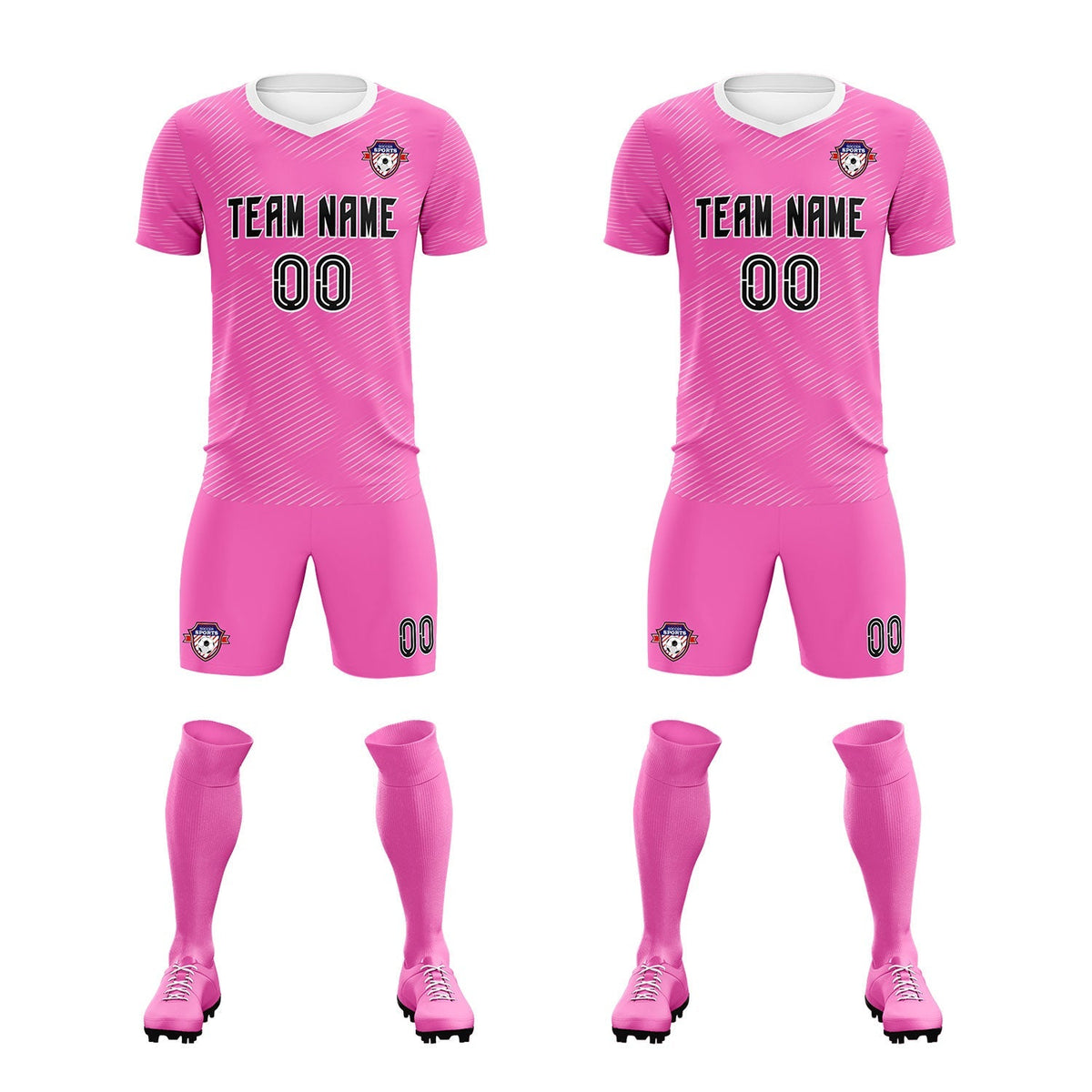 Custom Pink White Training Uniform For Men Soccer Sets Jersey
