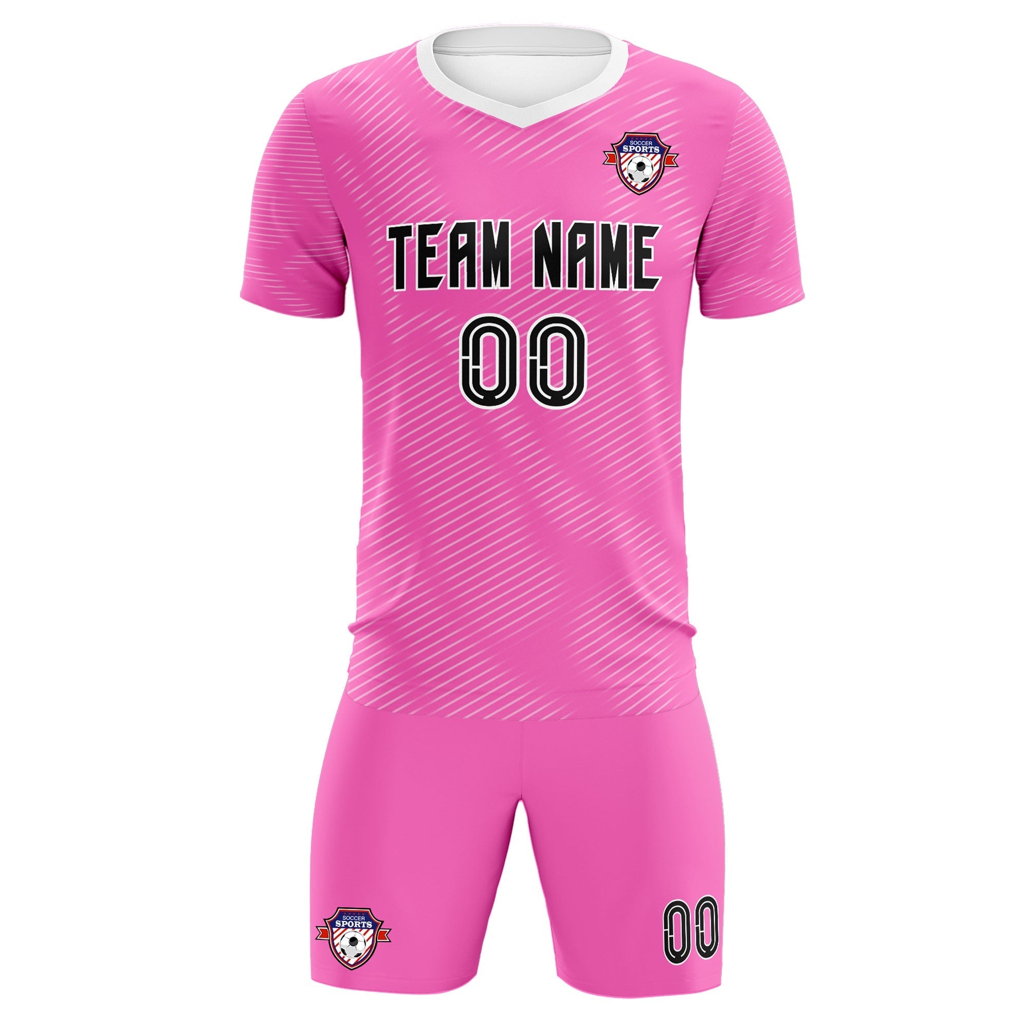 Custom Pink White Training Uniform For Men Soccer Sets Jersey