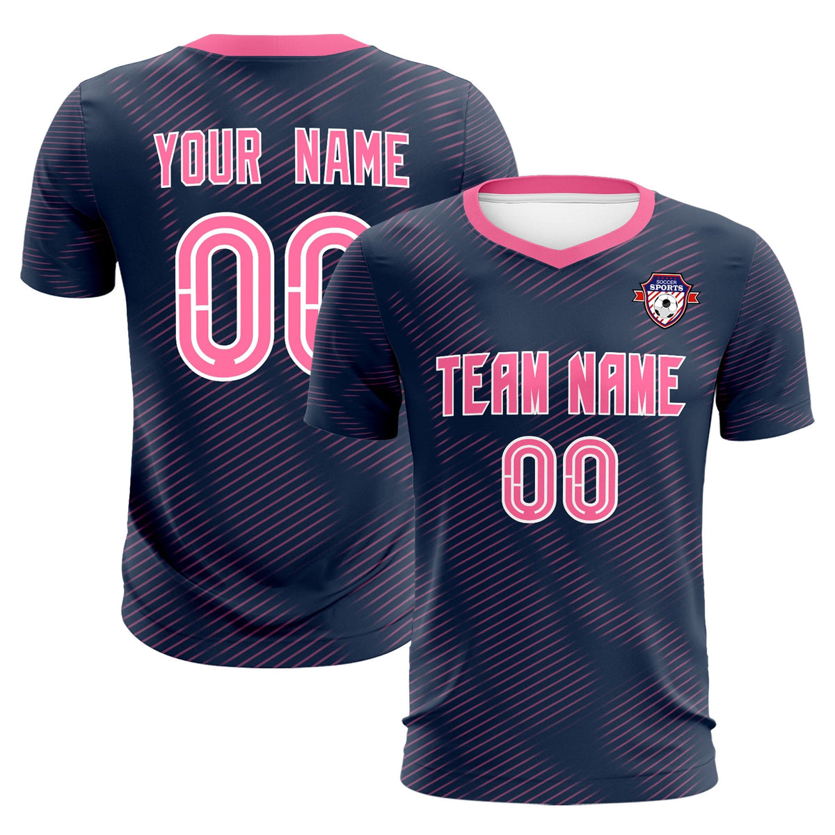 Custom Navy Pink Training Uniform For Men Soccer Sets Jersey