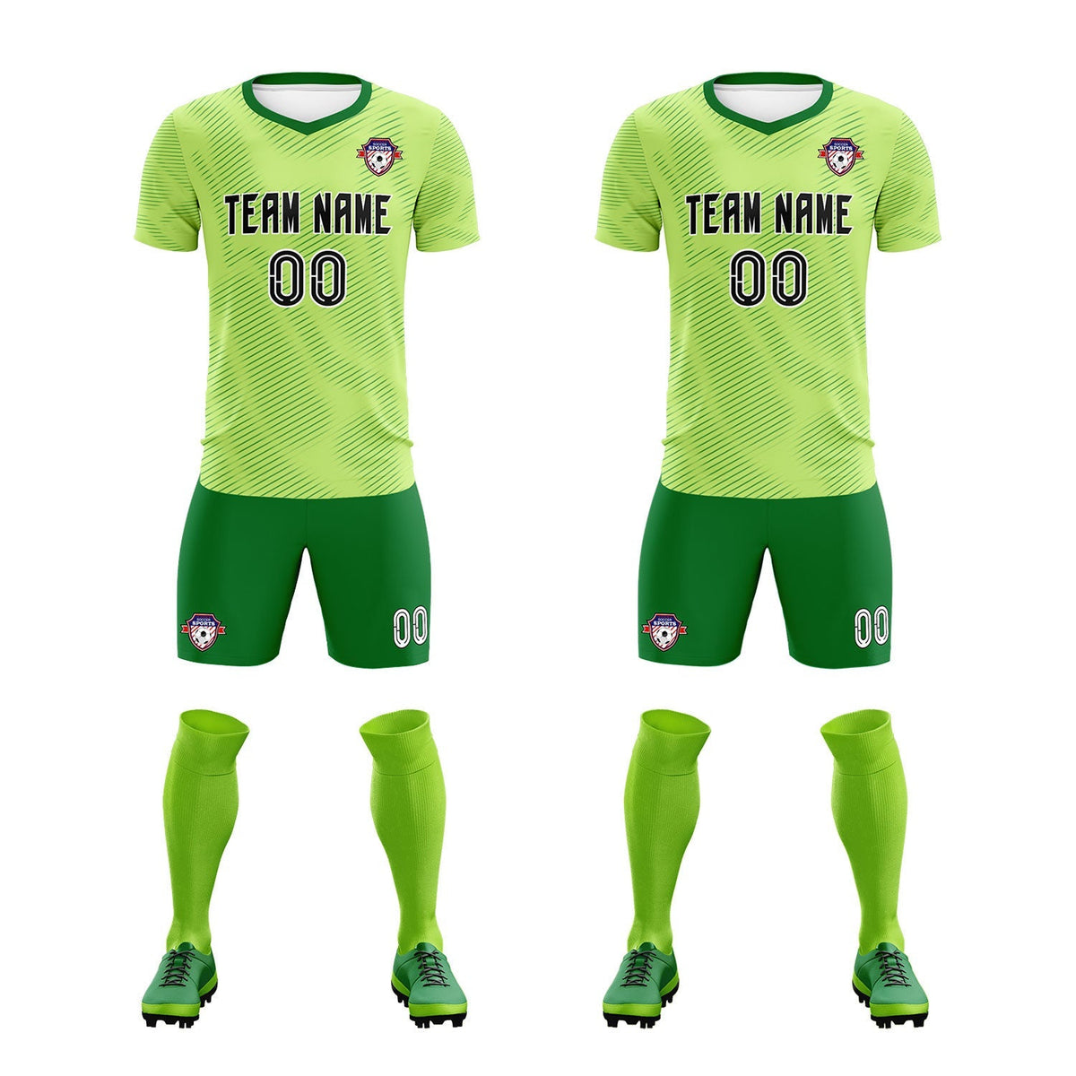 Custom Green Kelly Green Training Uniform For Men Soccer Sets Jersey