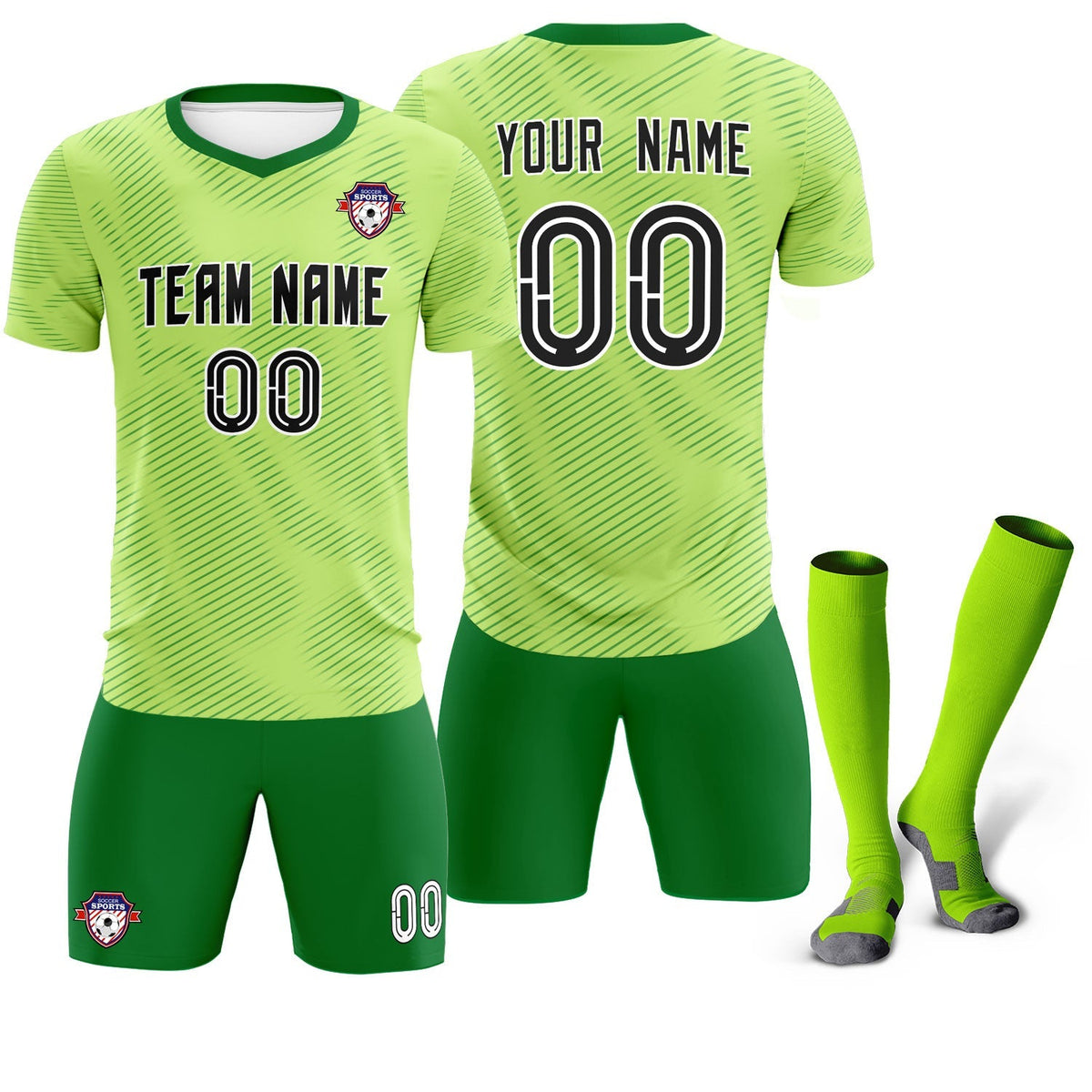Custom Green Kelly Green Training Uniform For Men Soccer Sets Jersey