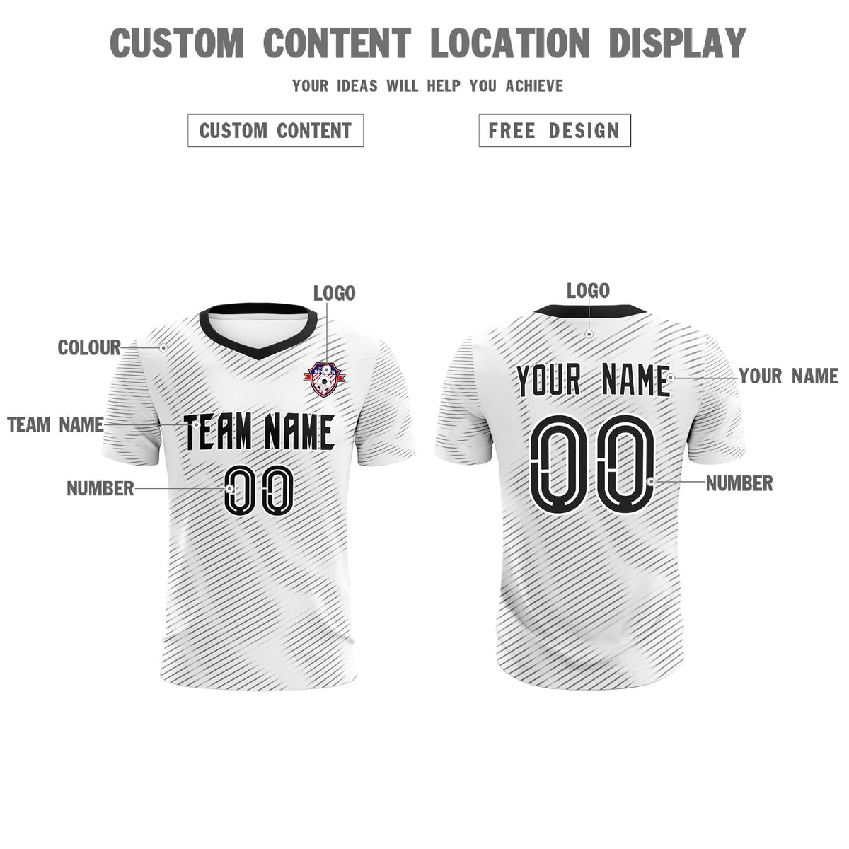 Custom White Black Training Uniform For Men Soccer Sets Jersey