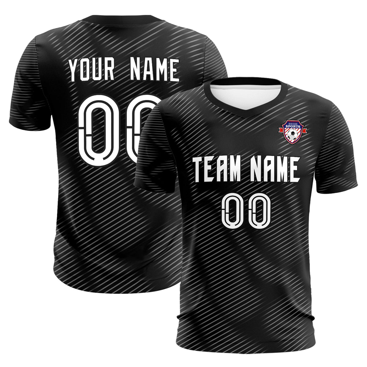 Custom Black White Training Uniform For Men Soccer Sets Jersey