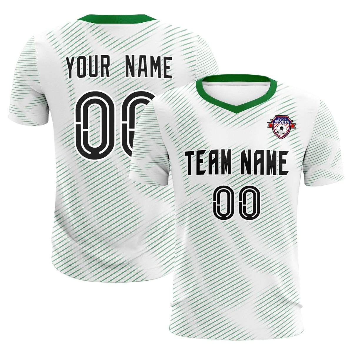 Custom White Kelly Green Training Uniform For Men Soccer Sets Jersey