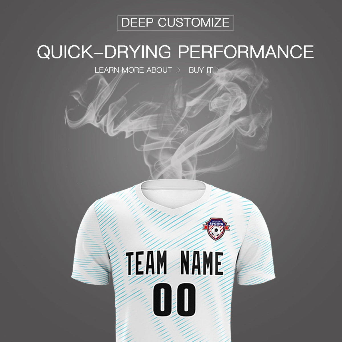 Custom White Sky Blue Training Uniform For Men Football Sets Jersey