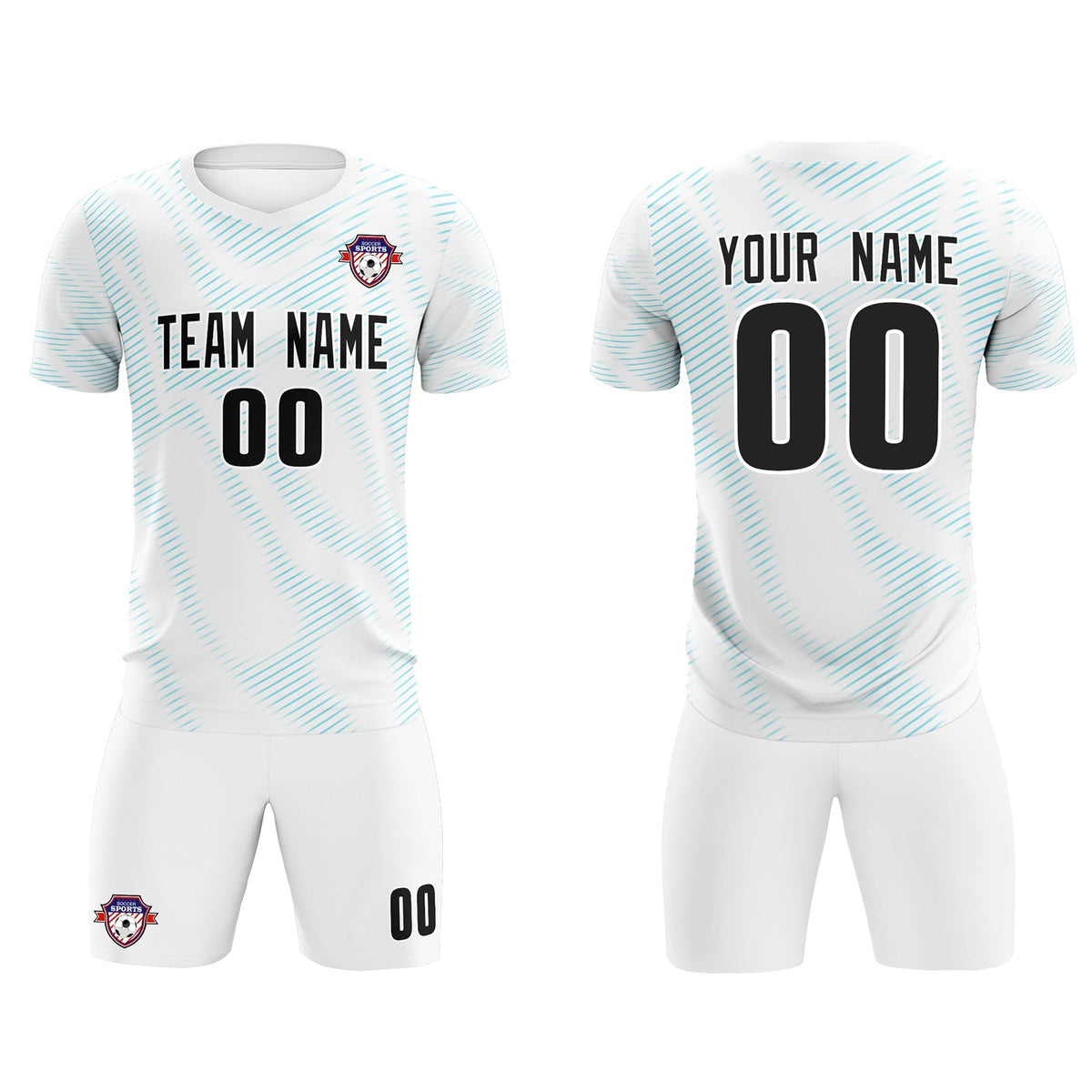 Custom White Sky Blue Training Uniform For Men Football Sets Jersey