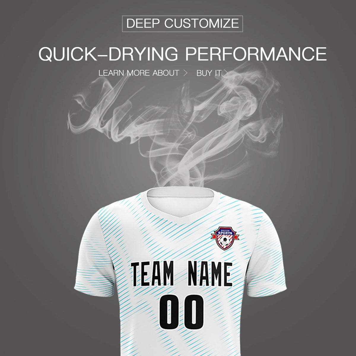 Custom White Sky Blue Training Uniform For Men Football Sets Jersey