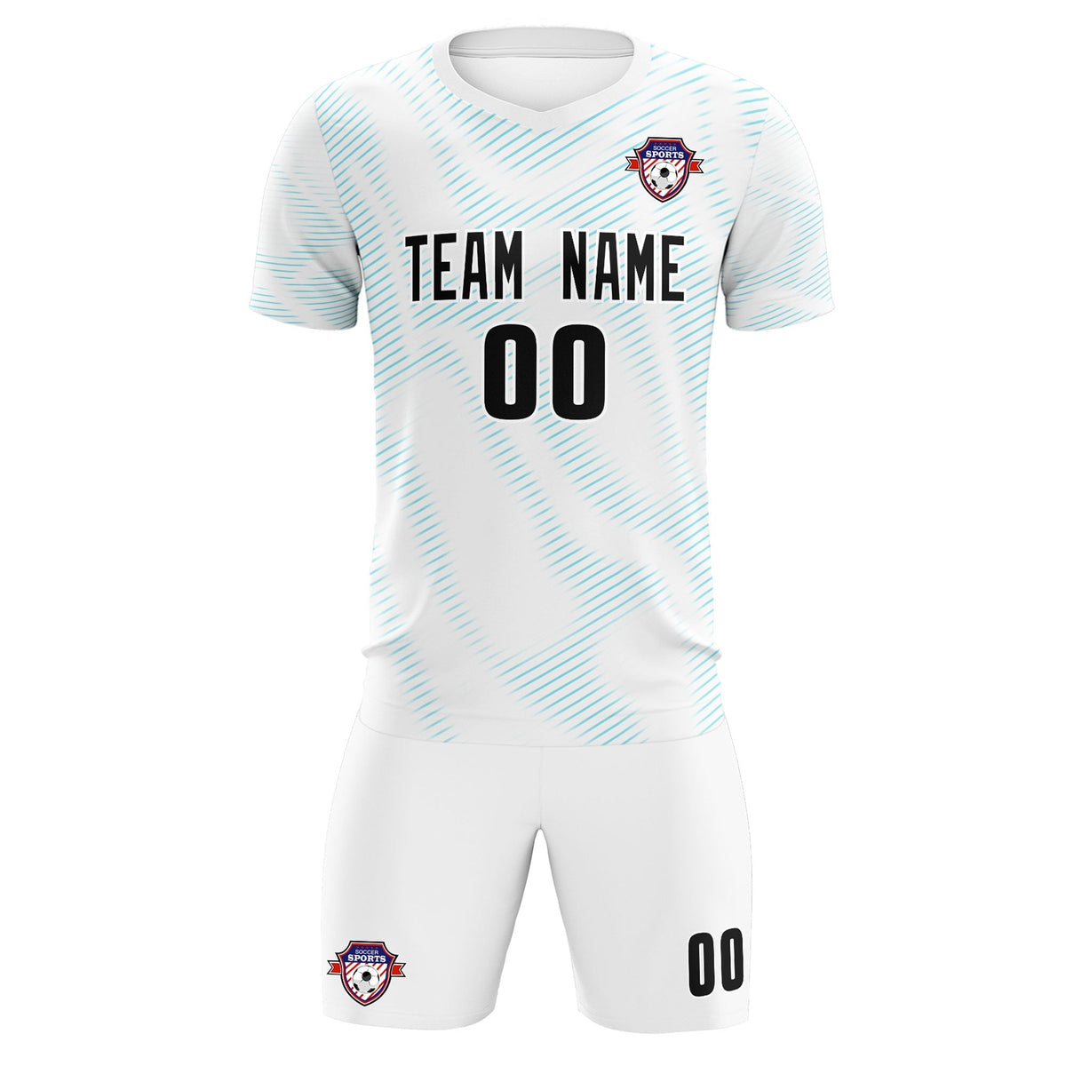 Custom White Sky Blue Training Uniform For Men Soccer Sets Jersey