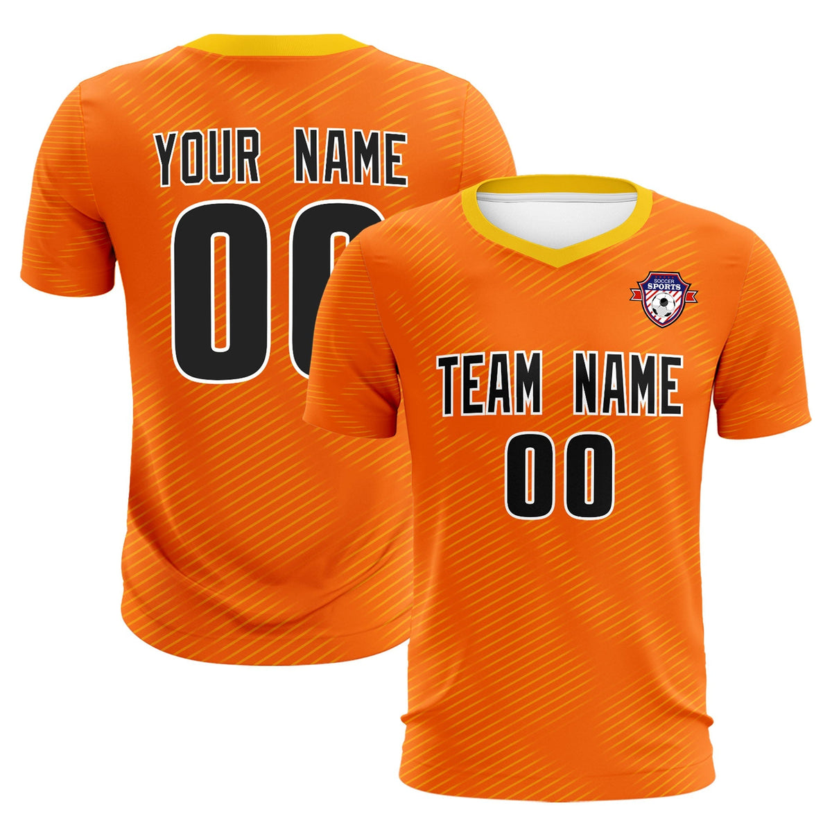 Custom Orange Gold Training Uniform For Men Soccer Sets Jersey