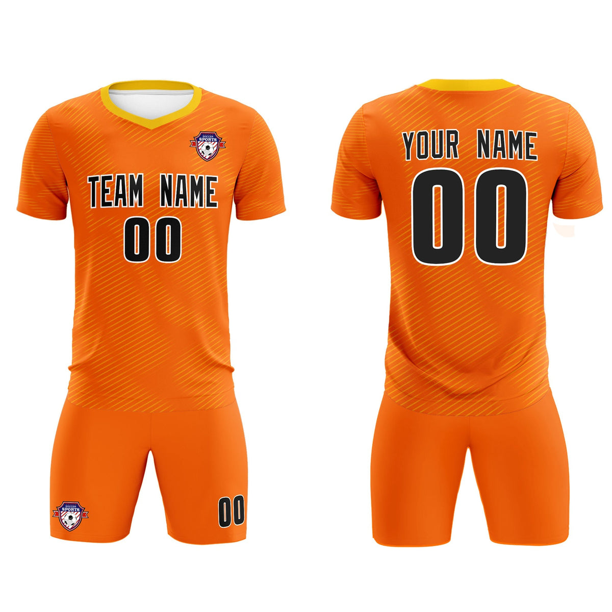 Custom Orange Gold Training Uniform For Men Football Sets Jersey
