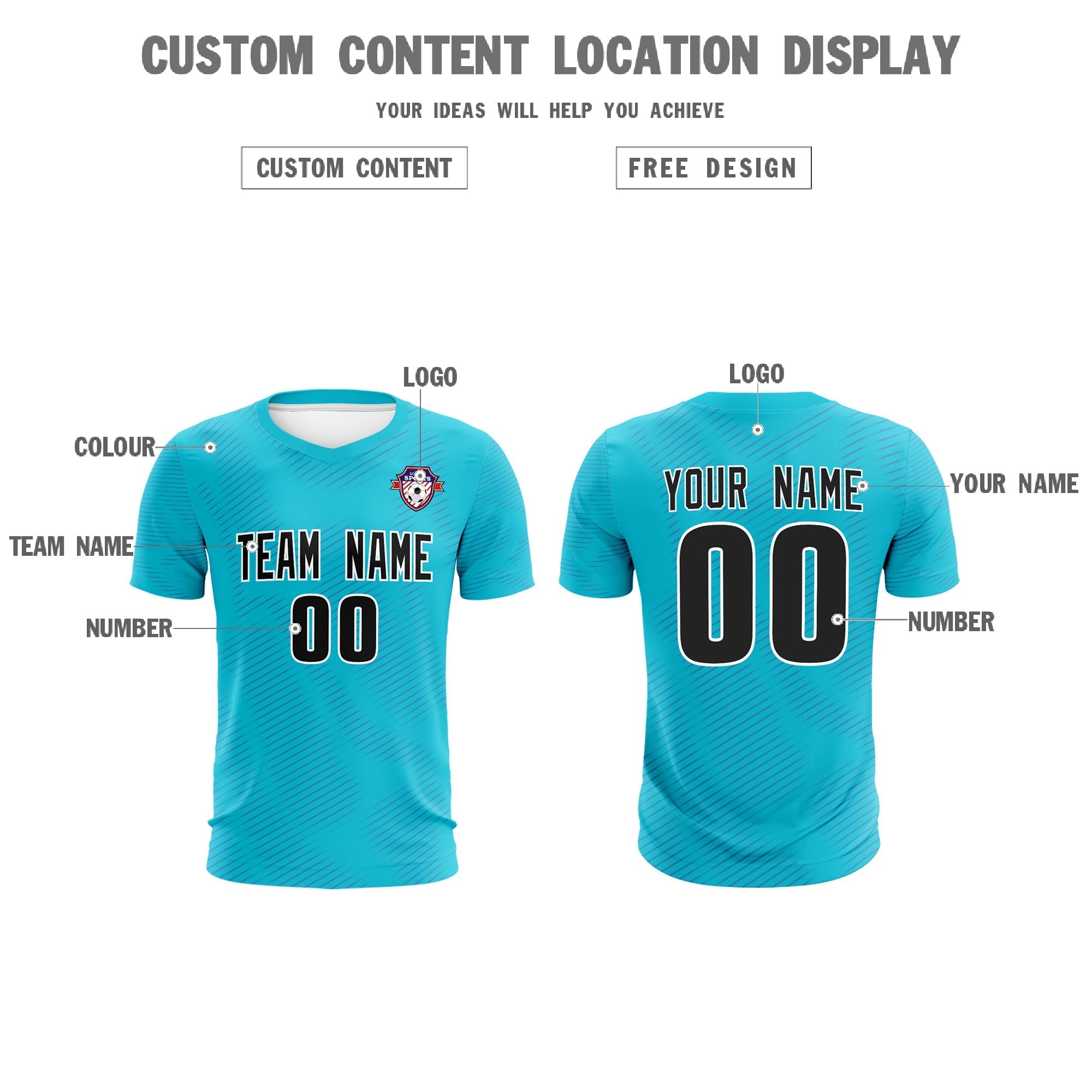 Custom Sky Blue Royal Training Uniform For Men Soccer Sets Jersey