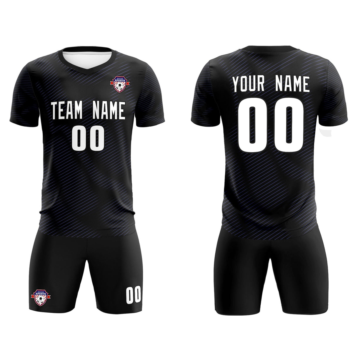 Custom Black Purple Training Uniform For Men Football Sets Jersey