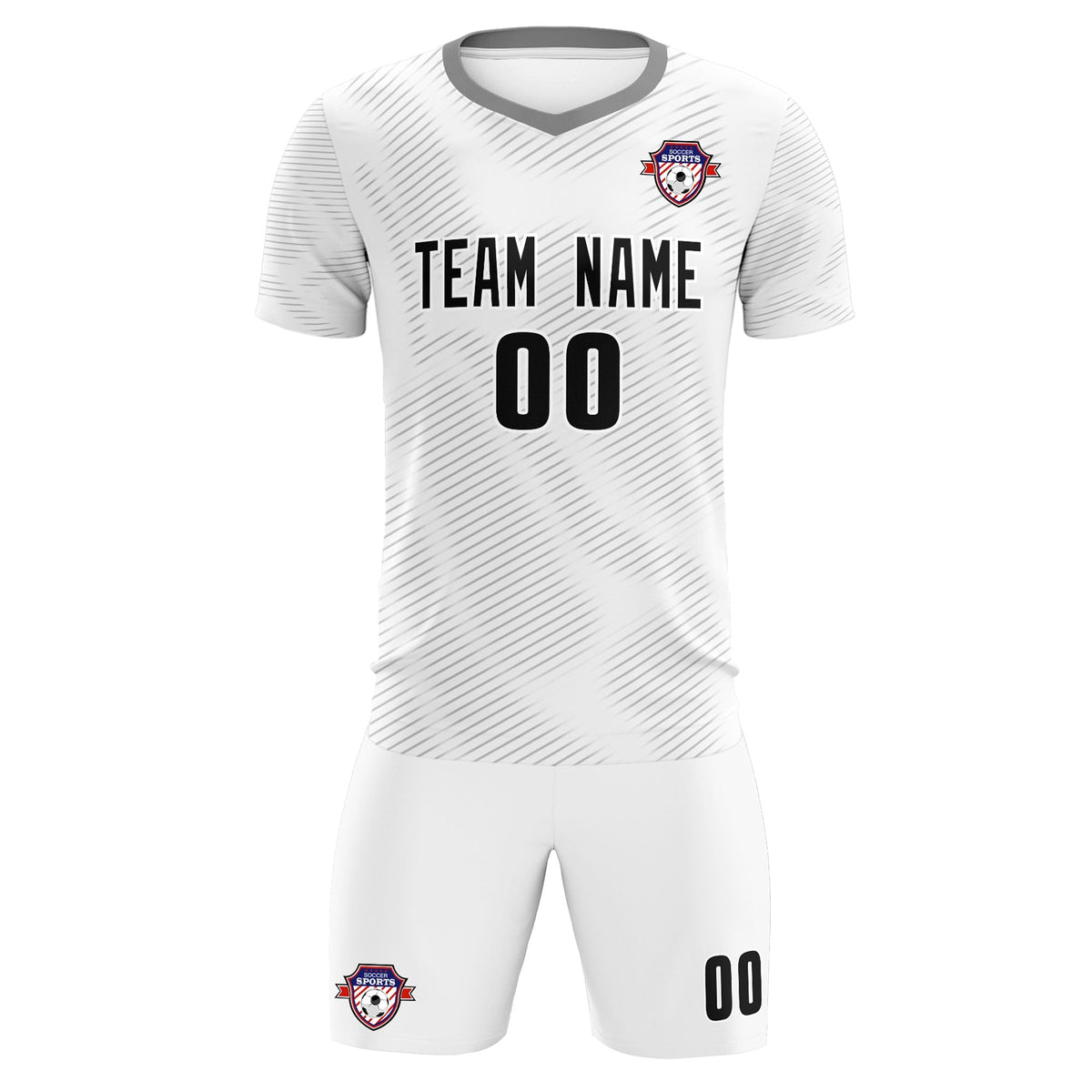 Custom White Gray Training Uniform For Men Soccer Sets Jersey
