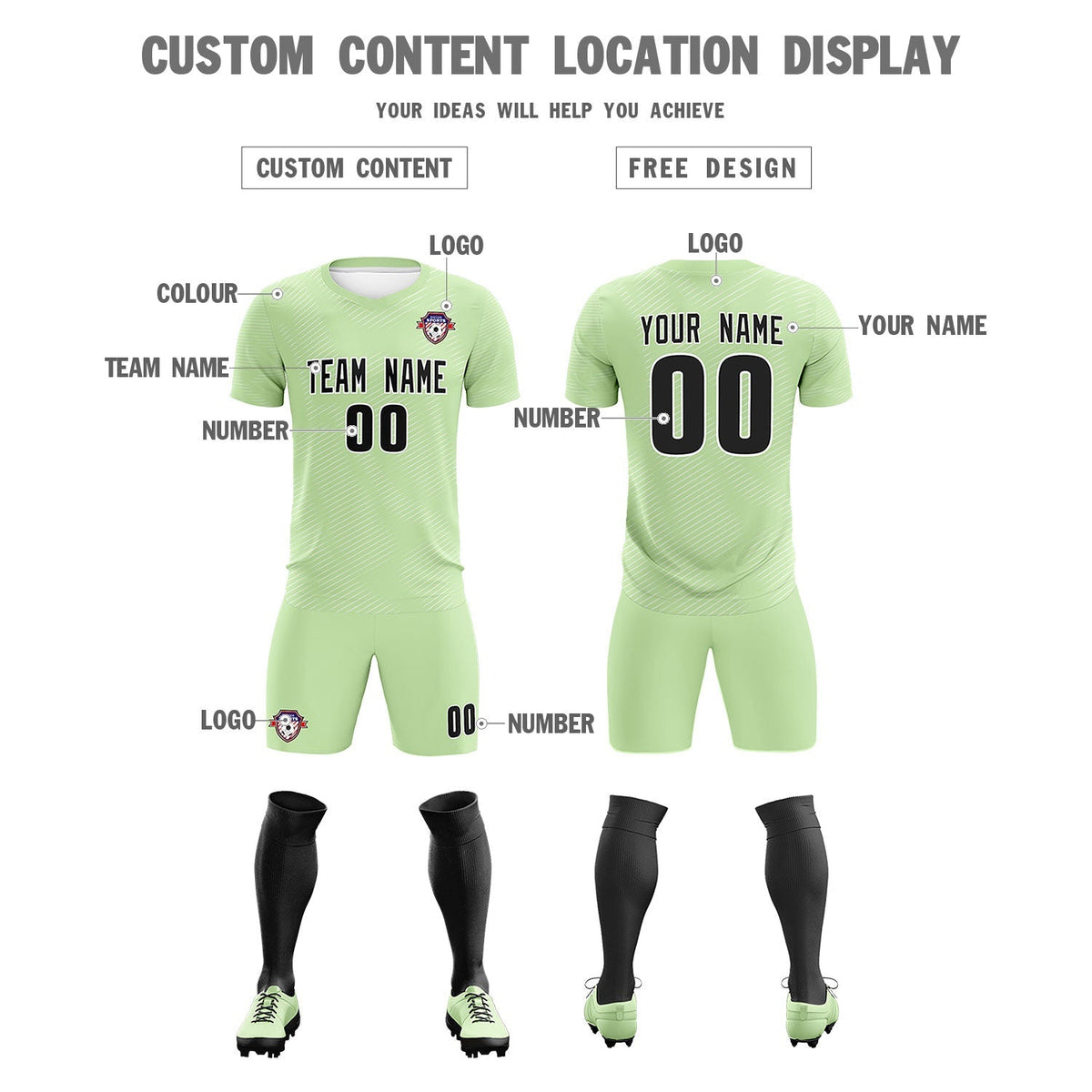 Custom Green White Training Uniform For Men Soccer Sets Jersey