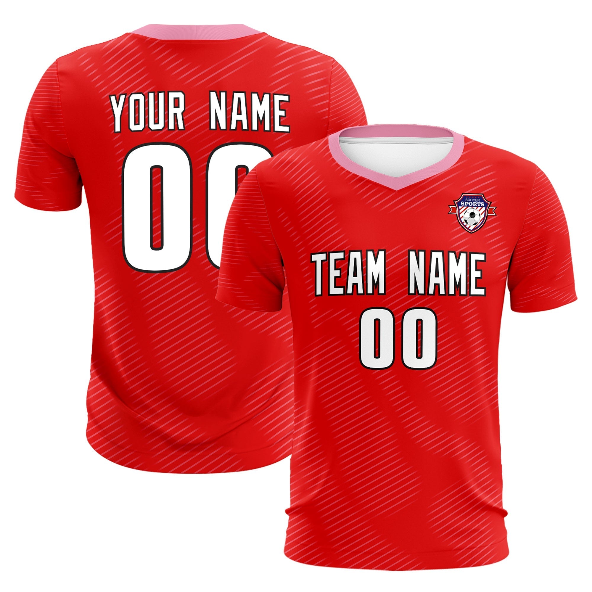 Custom Red Light Pink Training Uniform For Men Soccer Sets Jersey