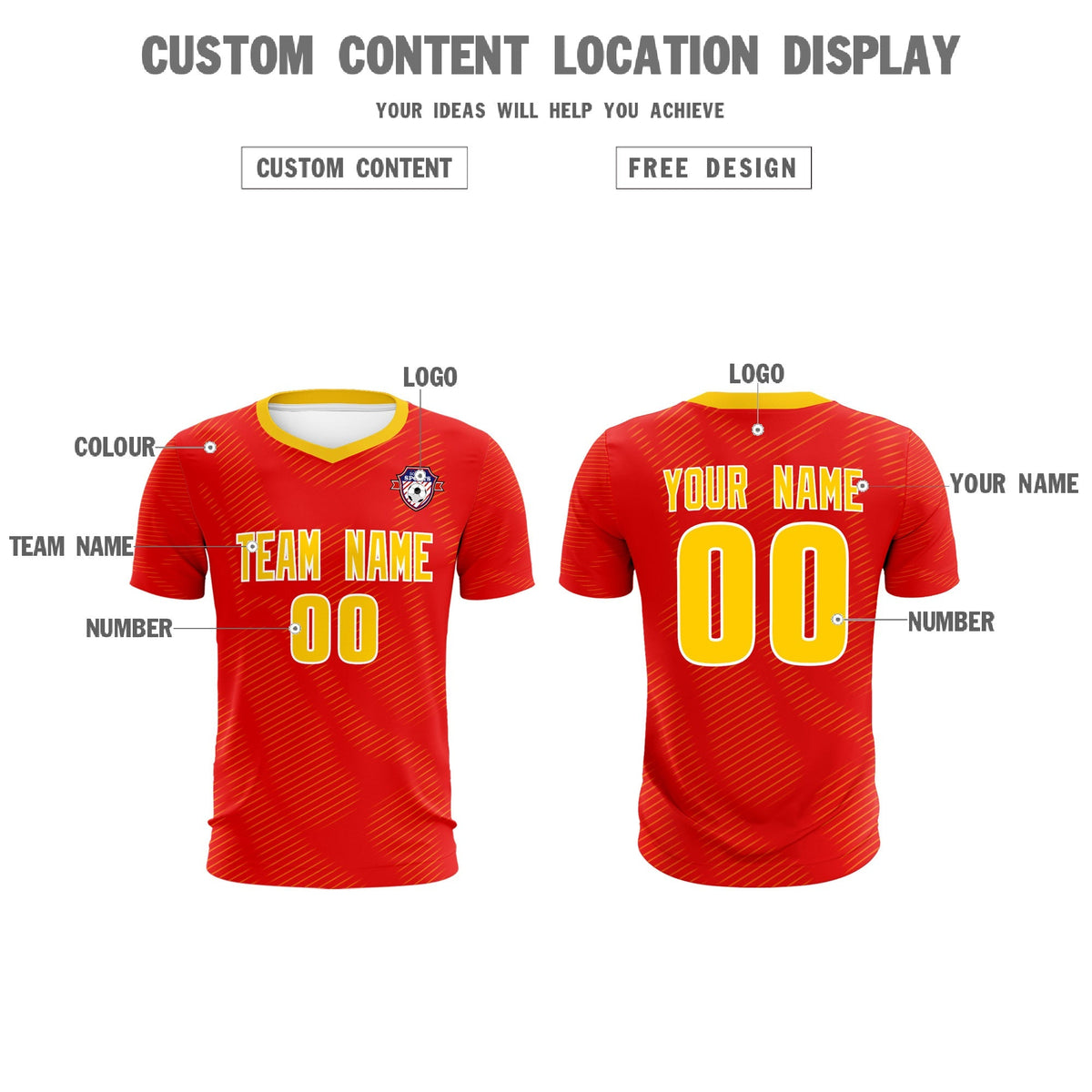 Custom Red Gold Training Uniform For Men Soccer Sets Jersey