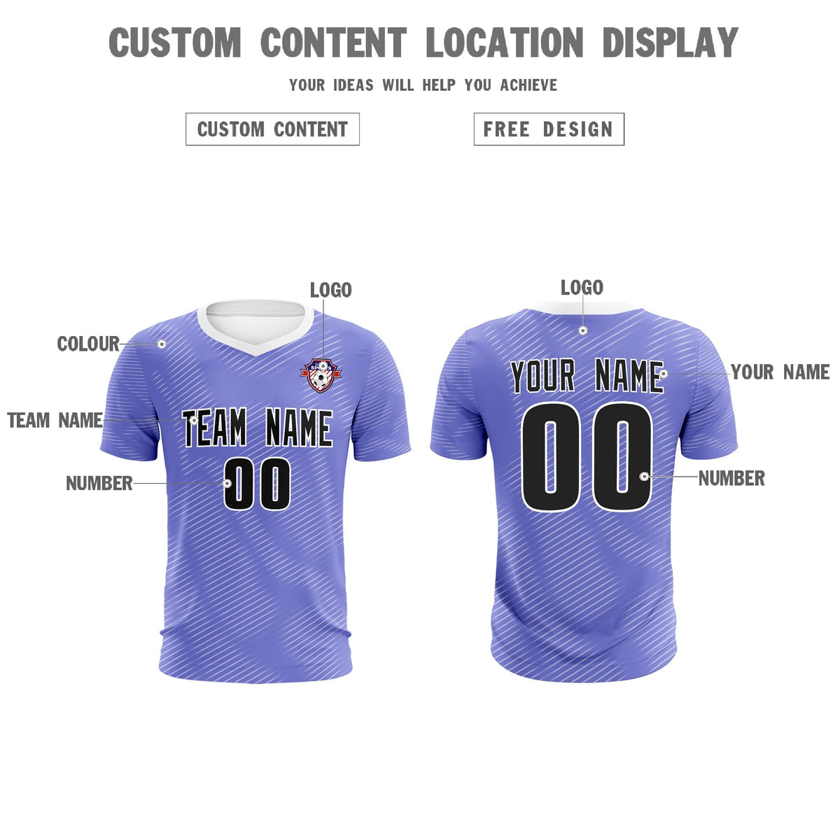 Custom Light Purple White Training Uniform For Men Football Sets Jersey