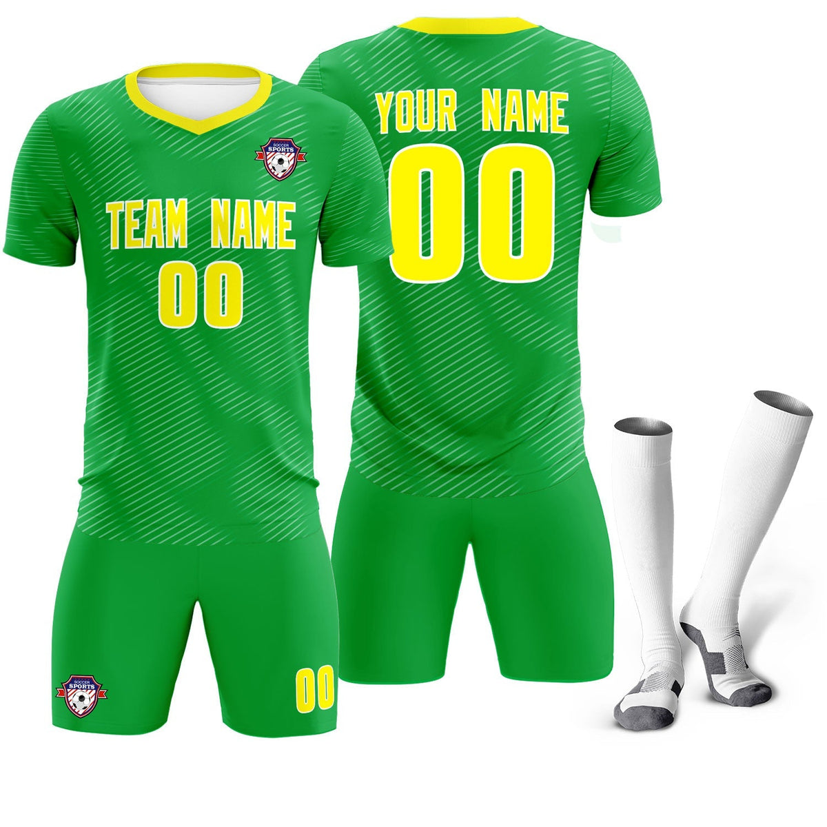 Custom Kelly Green Gold Training Uniform For Men Soccer Sets Jersey