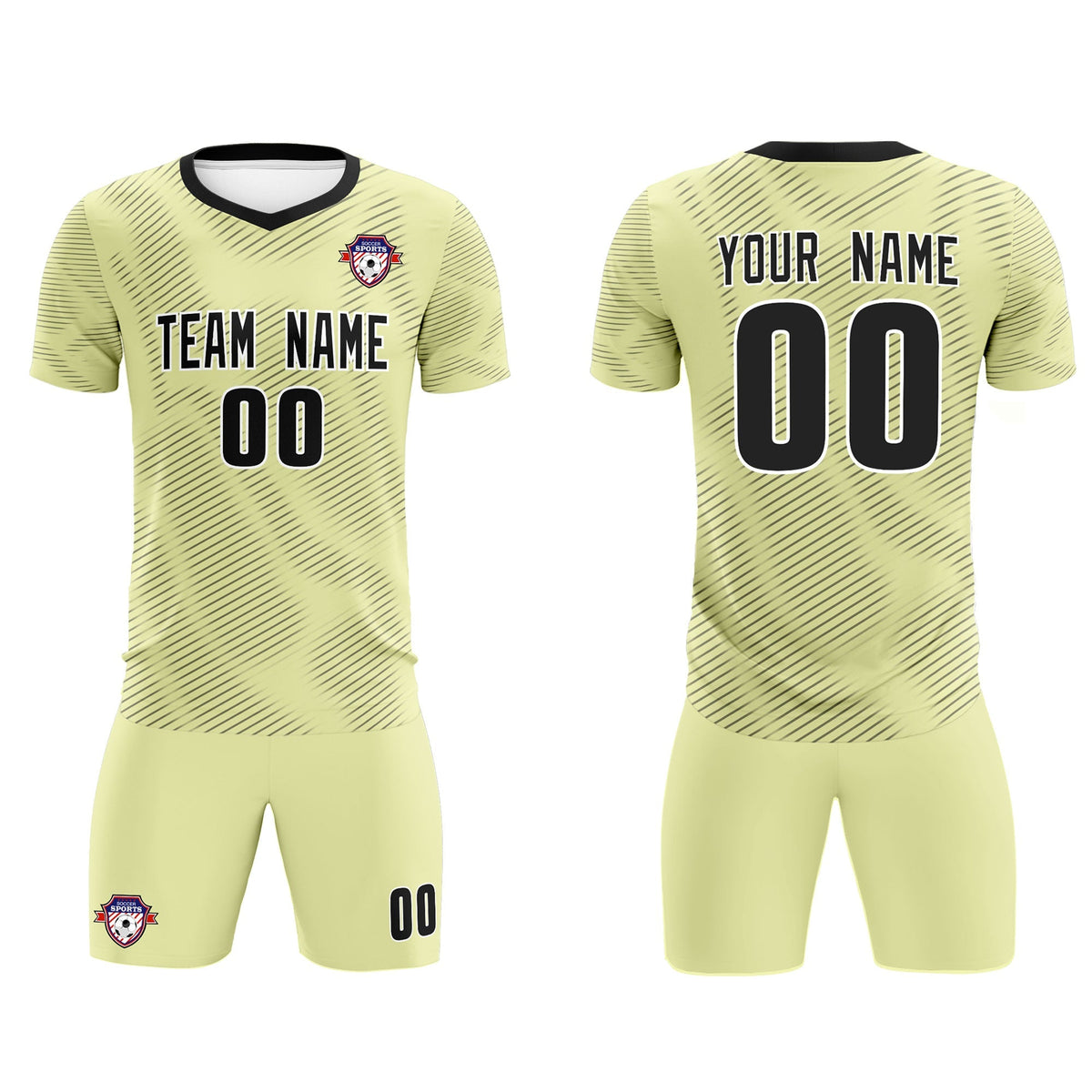 Custom Cream Black Training Uniform For Men Football Sets Jersey