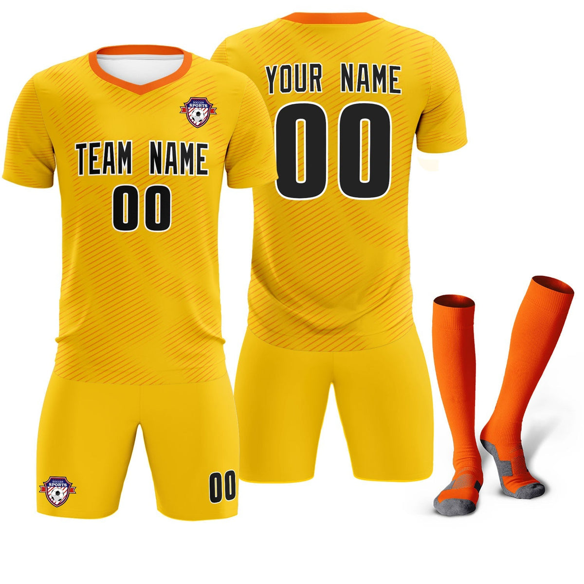 Custom Yellow Orange Training Uniform For Men Football Sets Jersey