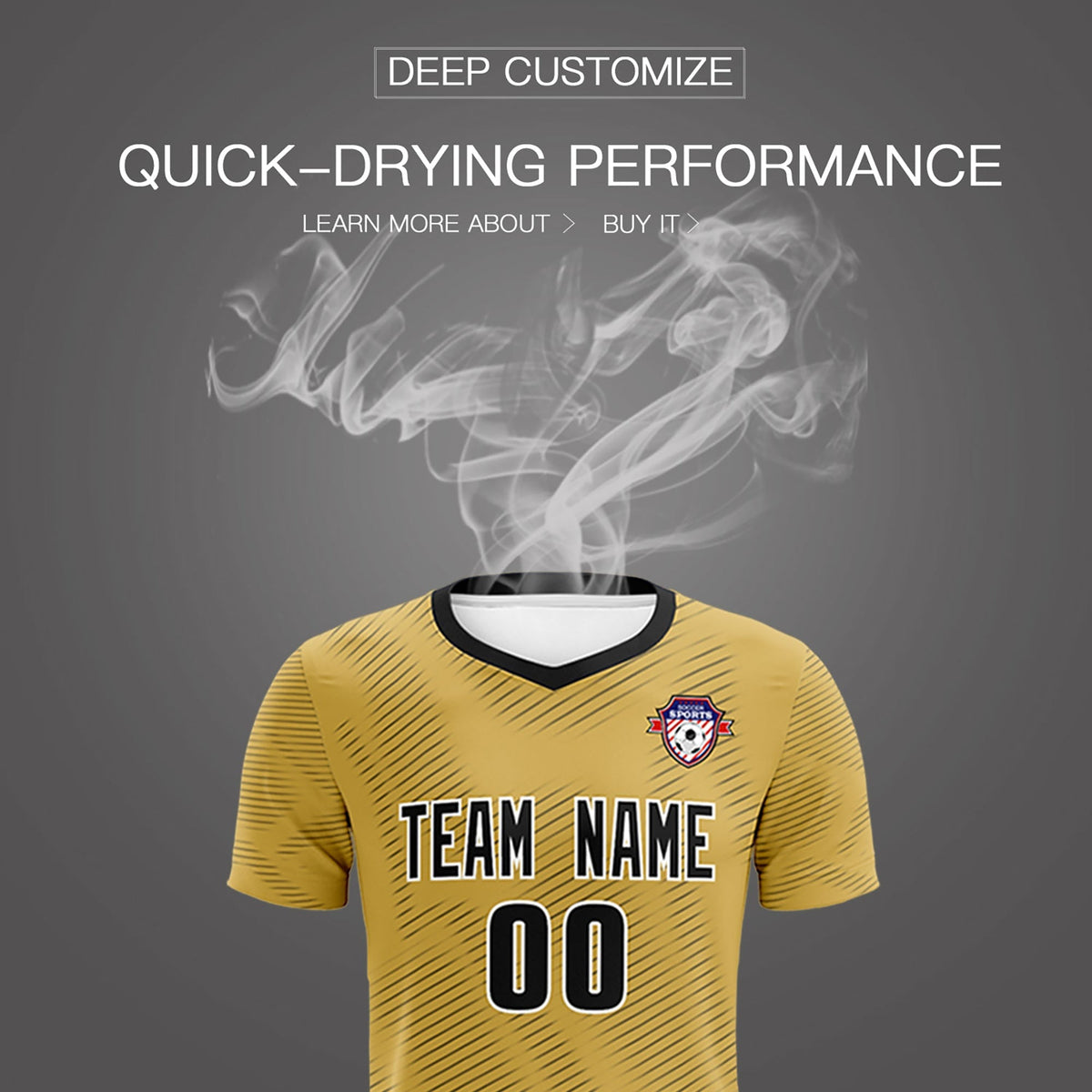 Custom Old Gold Black Training Uniform For Men Football Sets Jersey