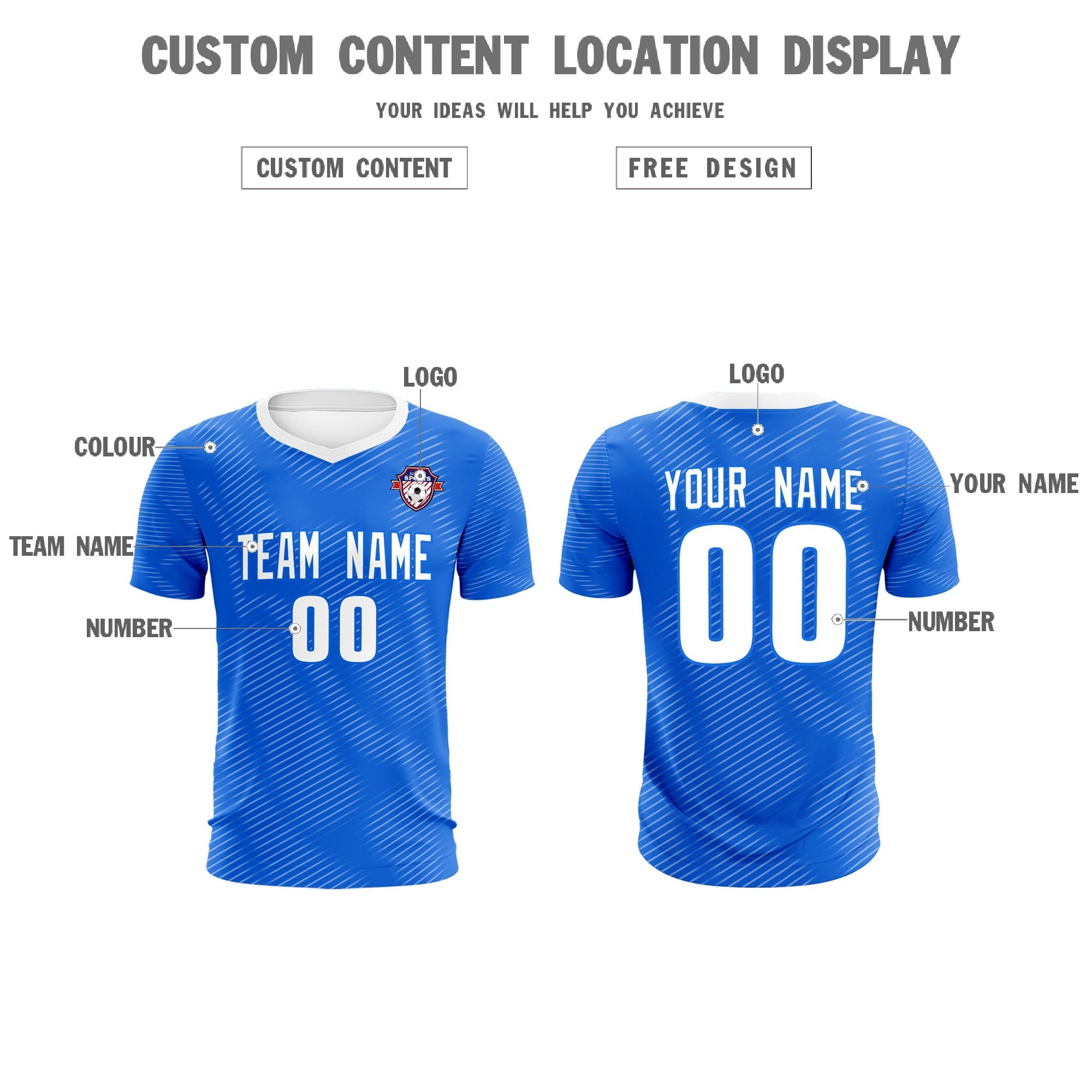 Custom Royal White Training Uniform For Men Soccer Sets Jersey