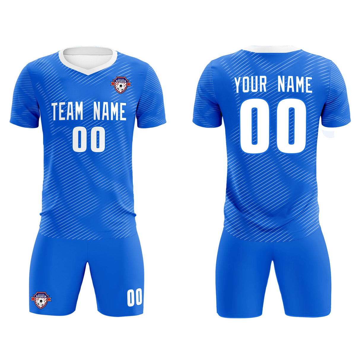 Custom Royal White Training Uniform For Men Soccer Sets Jersey