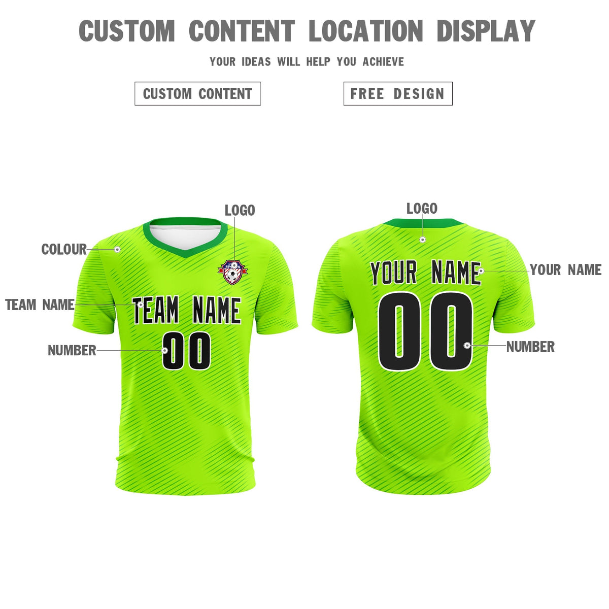 Custom Neon Green Kelly Green Training Uniform For Men Soccer Sets Jersey