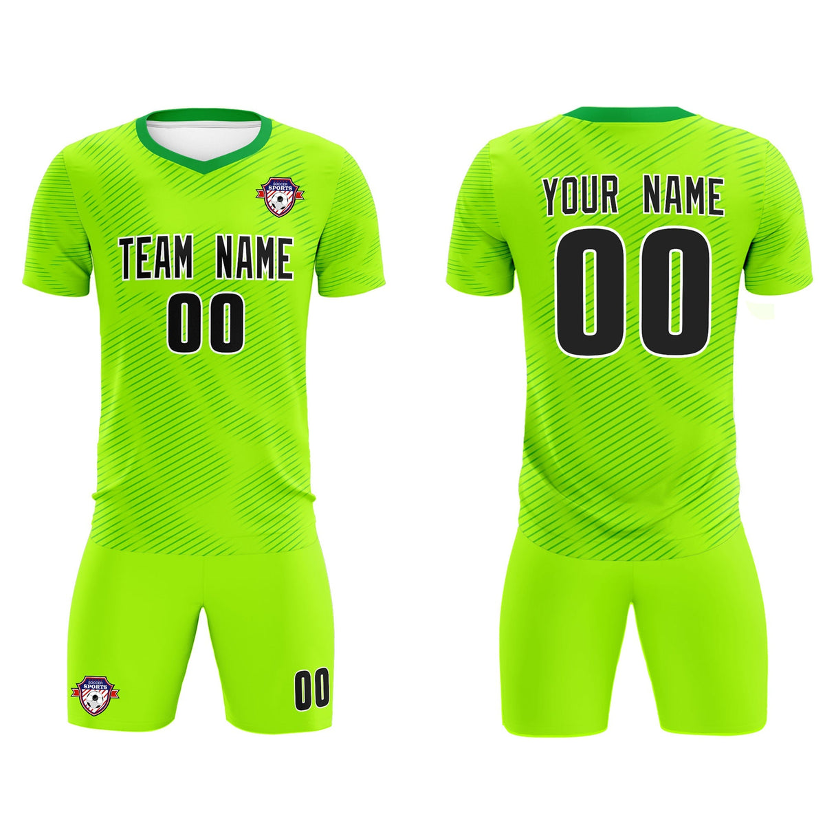 Custom Neon Green Kelly Green Training Uniform For Men Soccer Sets Jersey