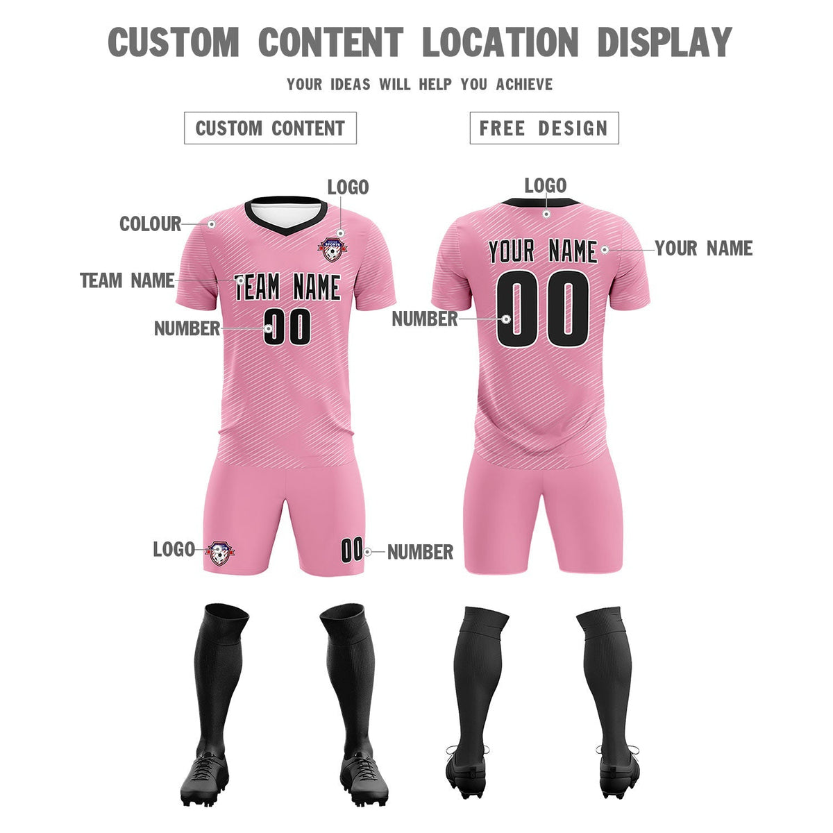 Custom Light Pink White Training Uniform For Men Football Sets Jersey