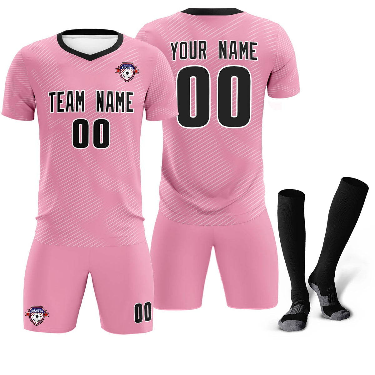 Custom Light Pink White Training Uniform For Men Football Sets Jersey