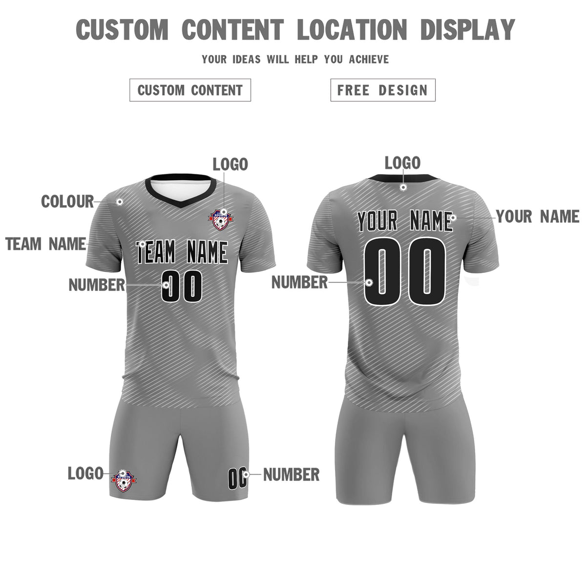 Custom Dark Gray White Training Uniform For Men Soccer Sets Jersey