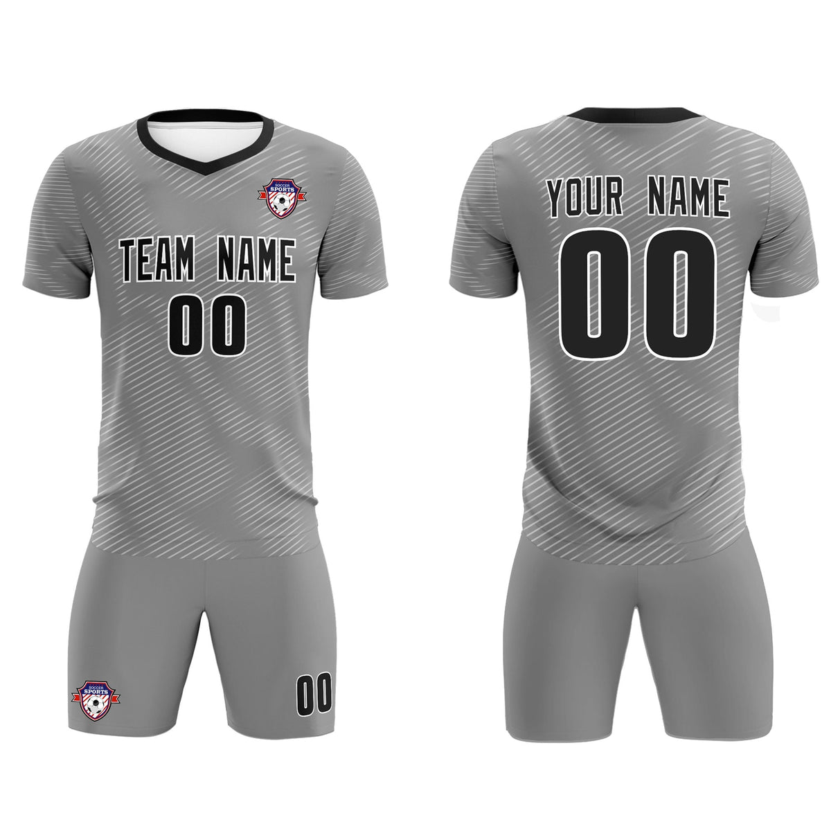 Custom Dark Gray White Training Uniform For Men Soccer Sets Jersey