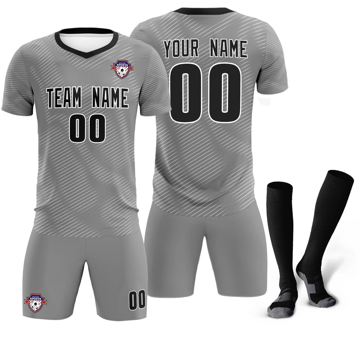 Custom Dark Gray White Training Uniform For Men Football Sets Jersey