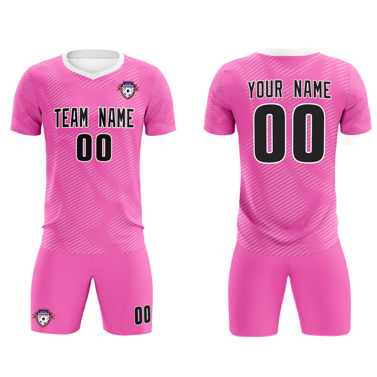 Custom Pink White Training Uniform For Men Soccer Sets Jersey