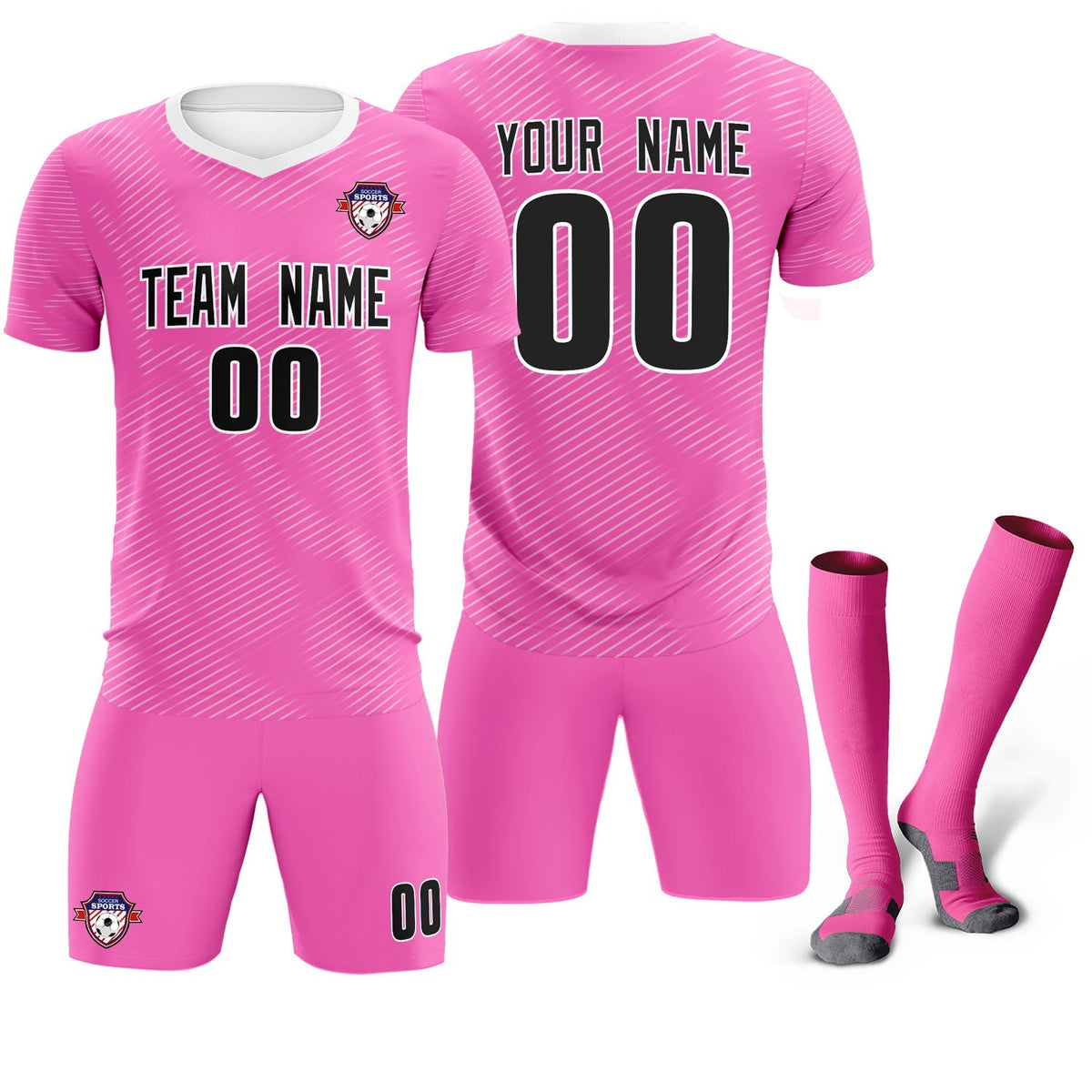 Custom Pink White Training Uniform For Men Soccer Sets Jersey
